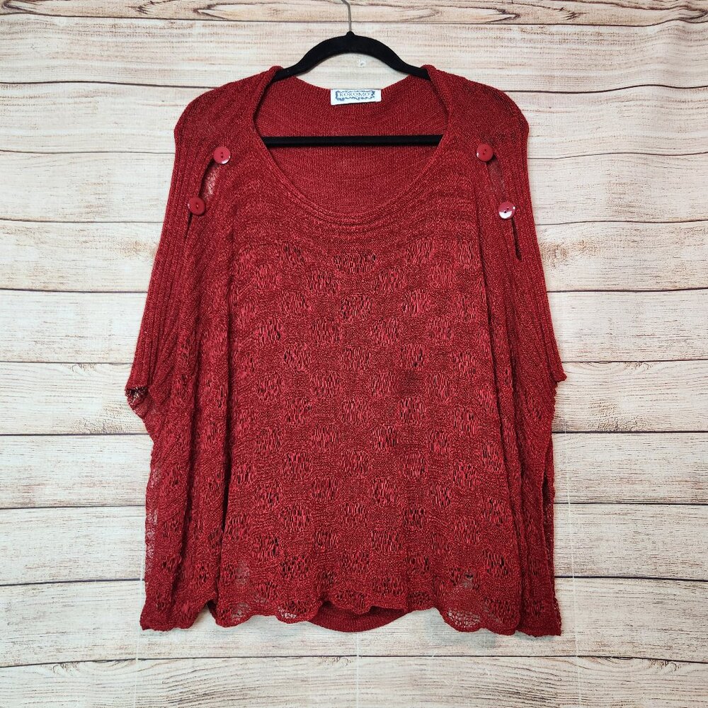 KOKOMO Cape Poncho One Size Red Tank Insert Batwing Sweater Cotton Poly